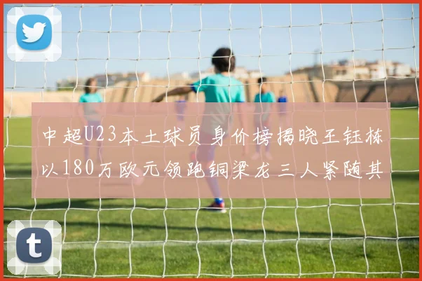 中超U23本土球员身价榜揭晓王钰栋以180万欧元领跑铜梁龙三人紧随其后
